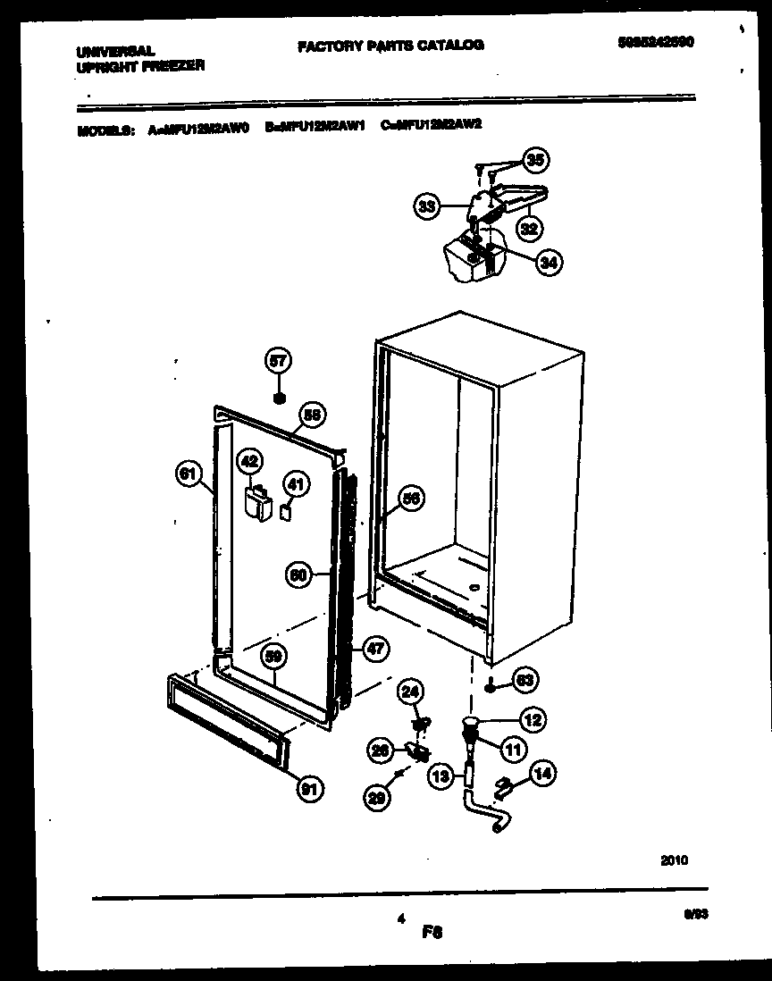 Universal/Multiflex (Frigidaire) MFU12M2AW2 cabinet parts diagram