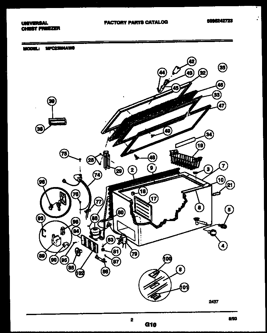 Universal/Multiflex (Frigidaire) MFC23M4AW0 chest freezer parts diagram