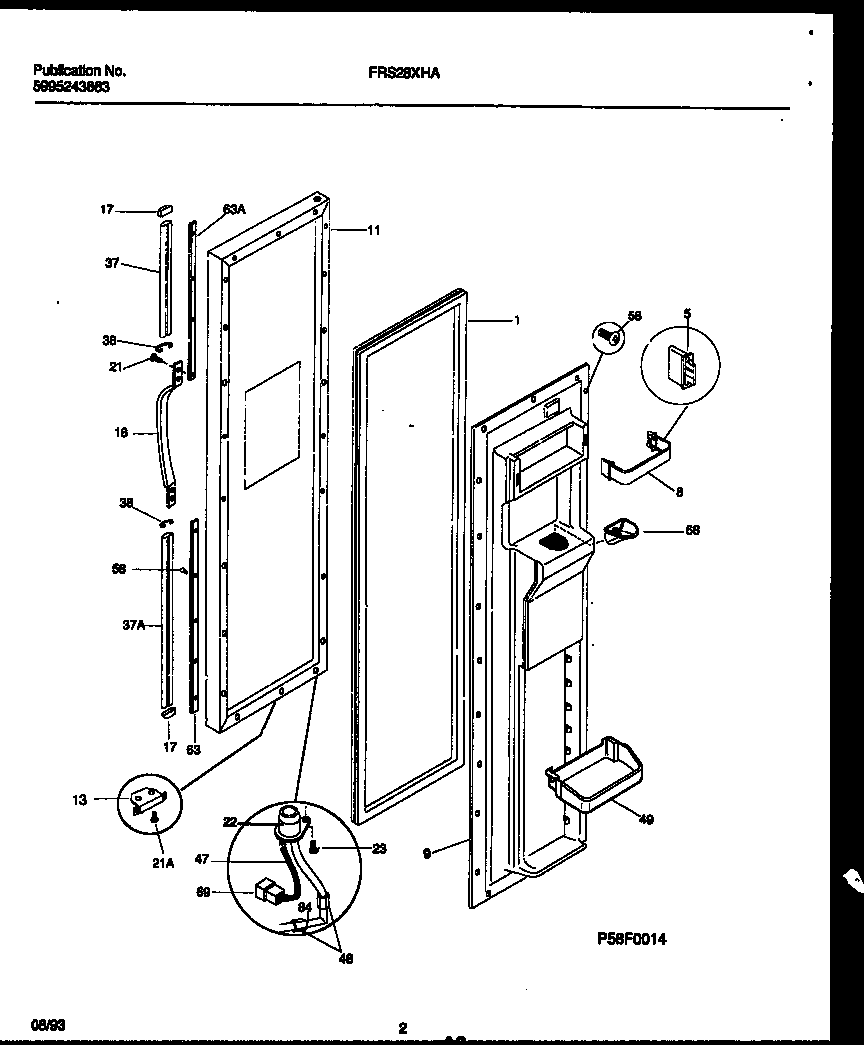 Frigidaire FRS28XHAD0 freezer door parts diagram