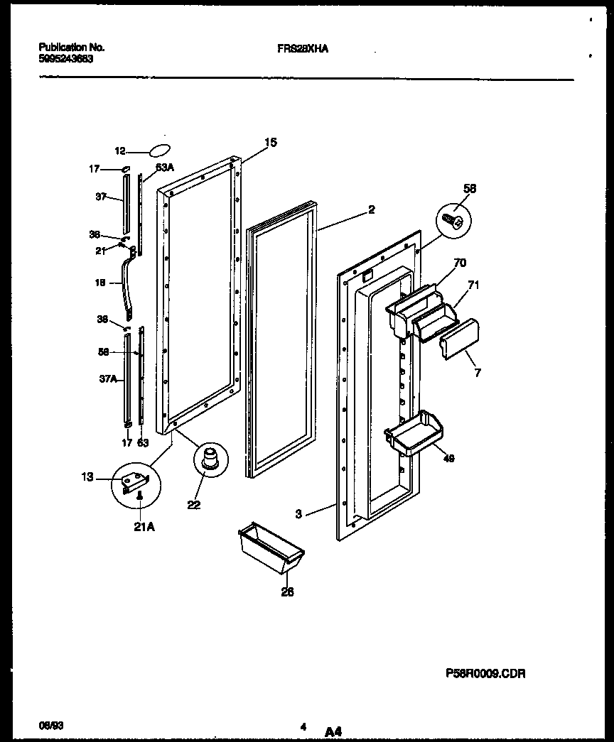 Frigidaire FRS28XHAD0 refrigerator door parts diagram