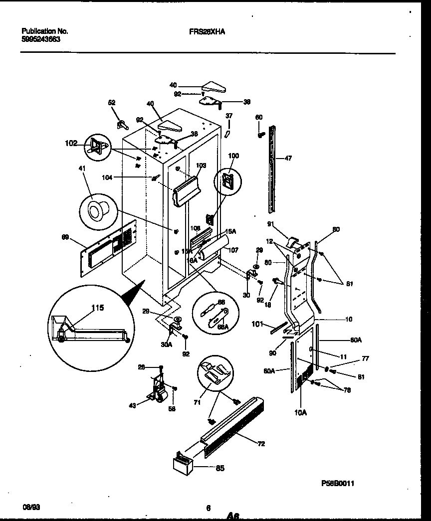 Frigidaire FRS28XHAD0 cabinet parts diagram
