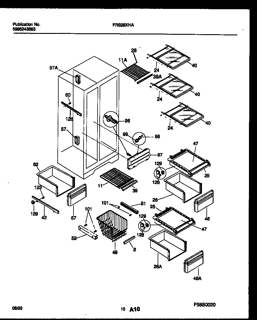 Frigidaire FRS28XHAD0 shelves and supports diagram