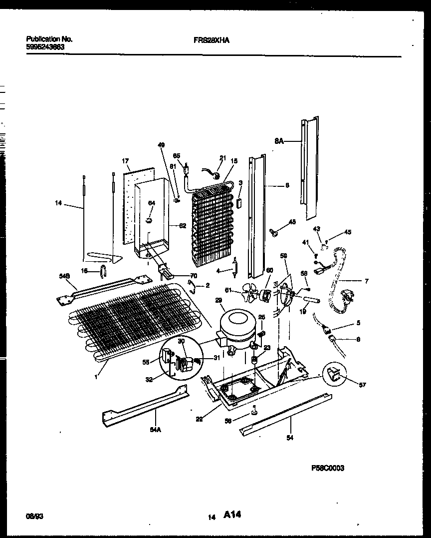 Frigidaire FRS28XHAD0 system and automatic defrost parts diagram