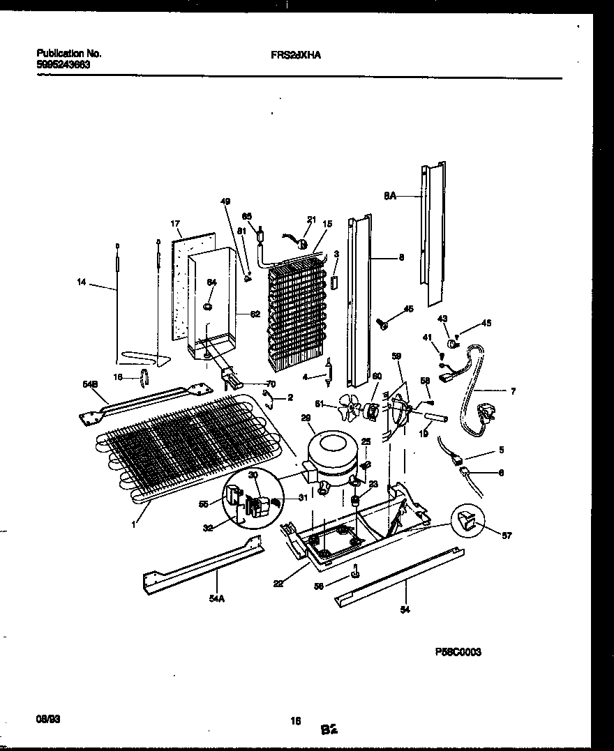 Frigidaire FRS28XHAD0 system and automatic defrost parts diagram