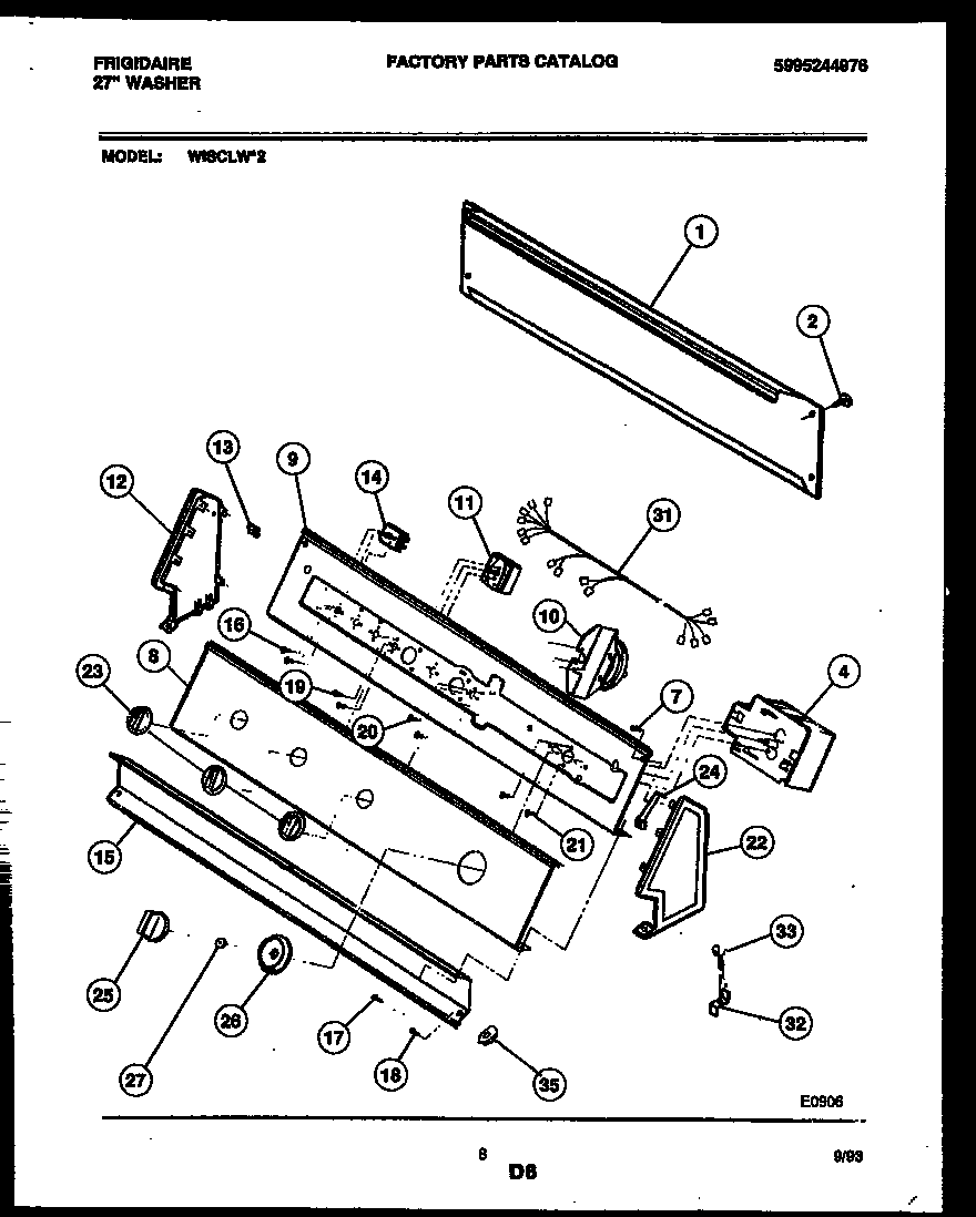 Frigidaire WISCLW2 console and control parts diagram