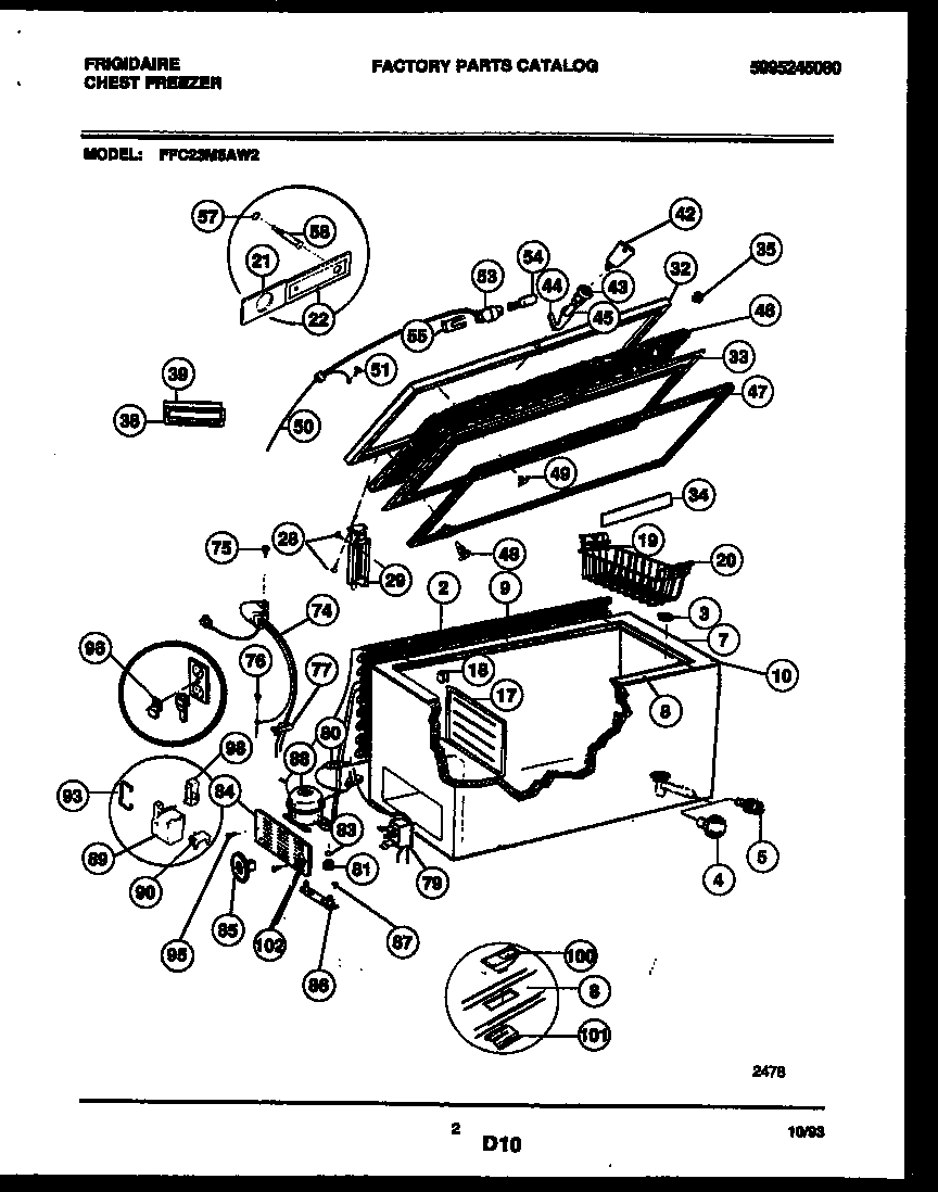 Frigidaire FFC23M5AW2 chest freezer parts diagram