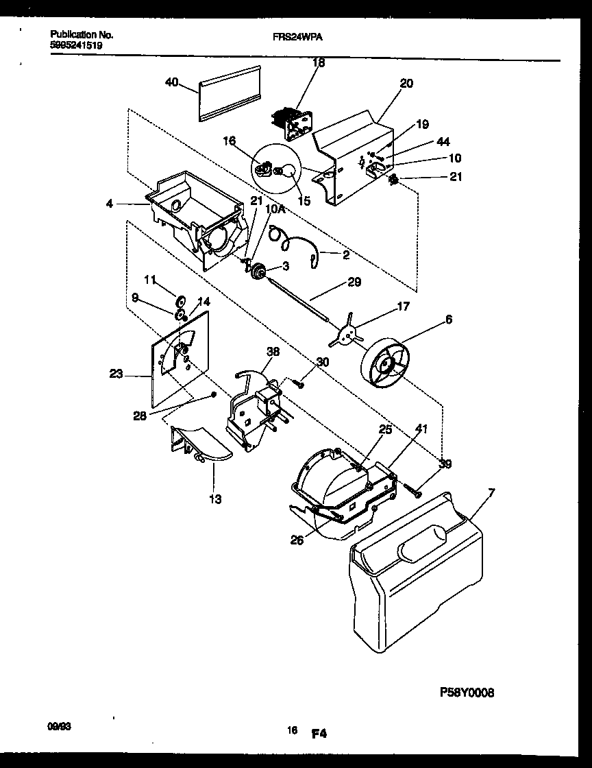 Frigidaire FRS24WPAW0 ice dispenser diagram