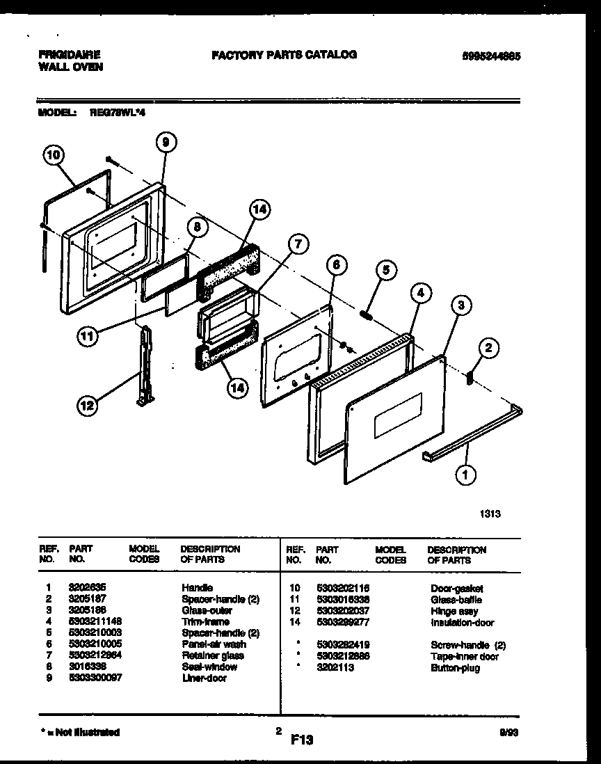 Frigidaire REG78WL4 door parts diagram
