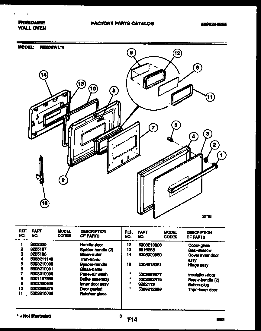 Frigidaire REG78WL4 door parts diagram