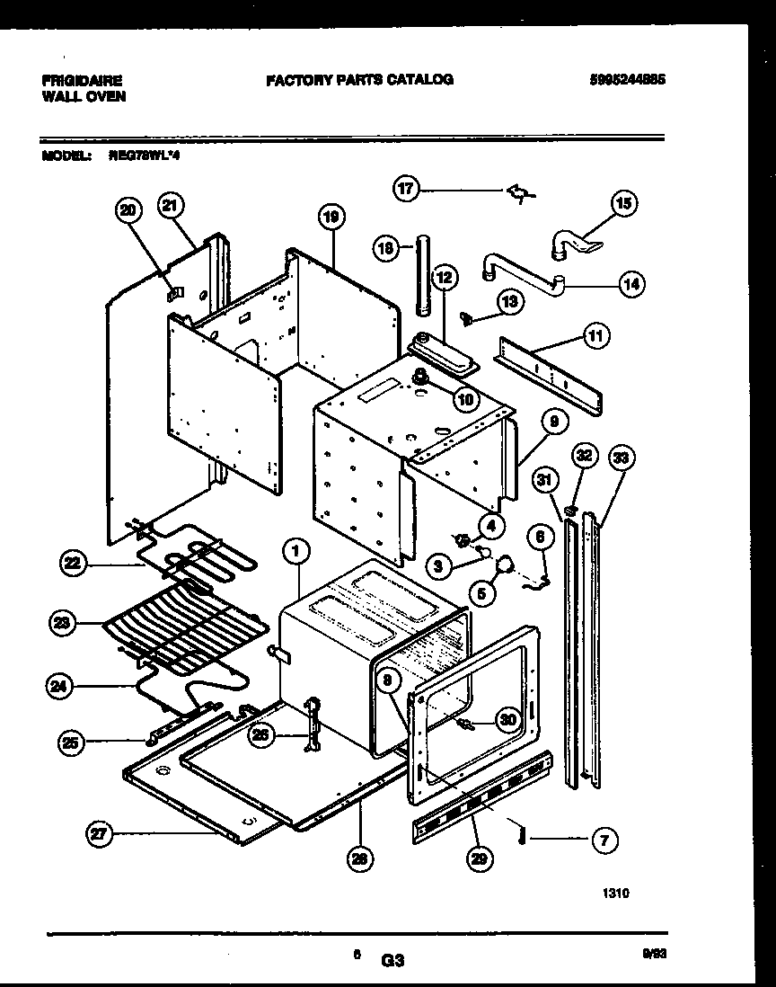 Frigidaire REG78WL4 body parts diagram