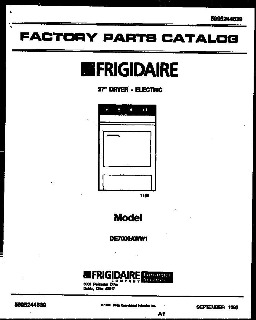 Frigidaire DE7000AWW1 null diagram