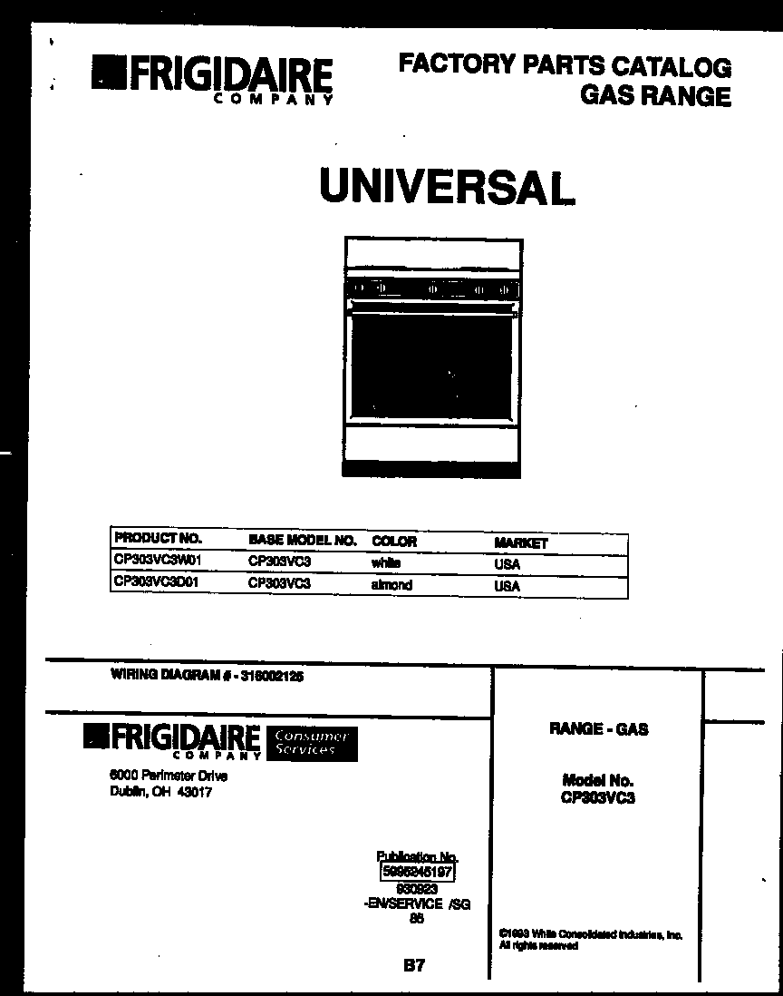 Tappan CP303VC3W1 cover diagram