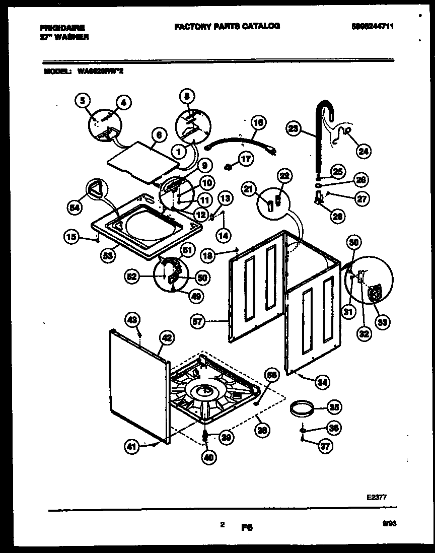 Frigidaire WA6620RW2 cabinet parts diagram