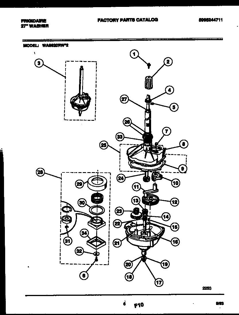 Frigidaire WA6620RW2 transmission parts diagram