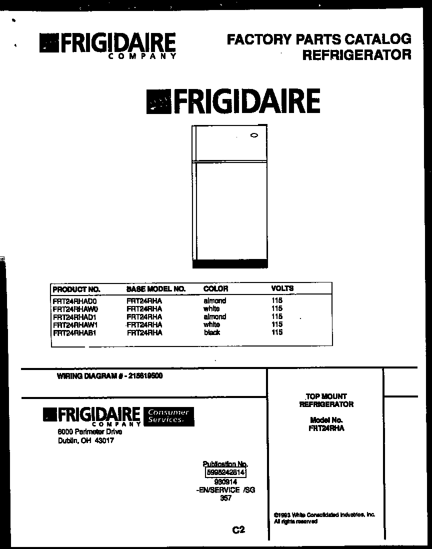 Frigidaire FRT24RHAD1 cover diagram