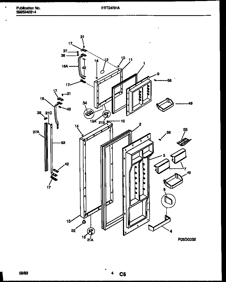 Frigidaire FRT24RHAD1 door parts diagram