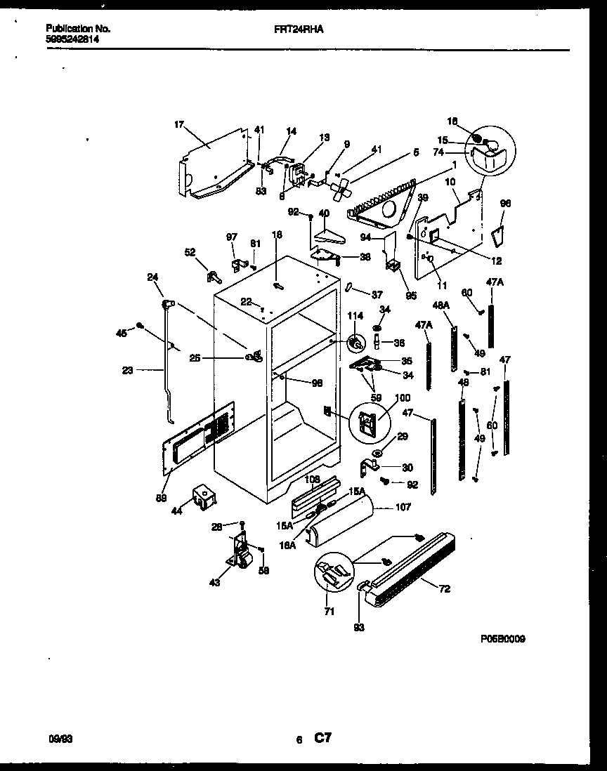 Frigidaire FRT24RHAD1 cabinet parts diagram