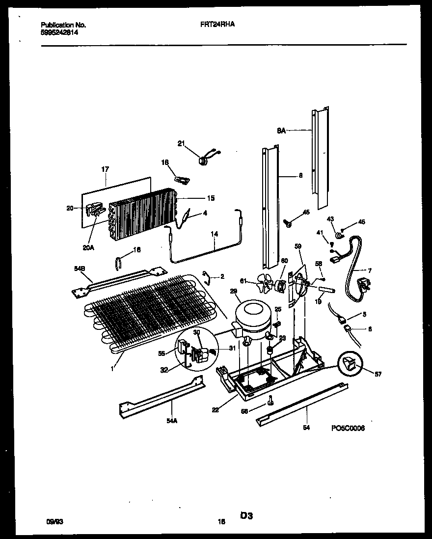 Frigidaire FRT24RHAD1 system and automatic defrost parts diagram