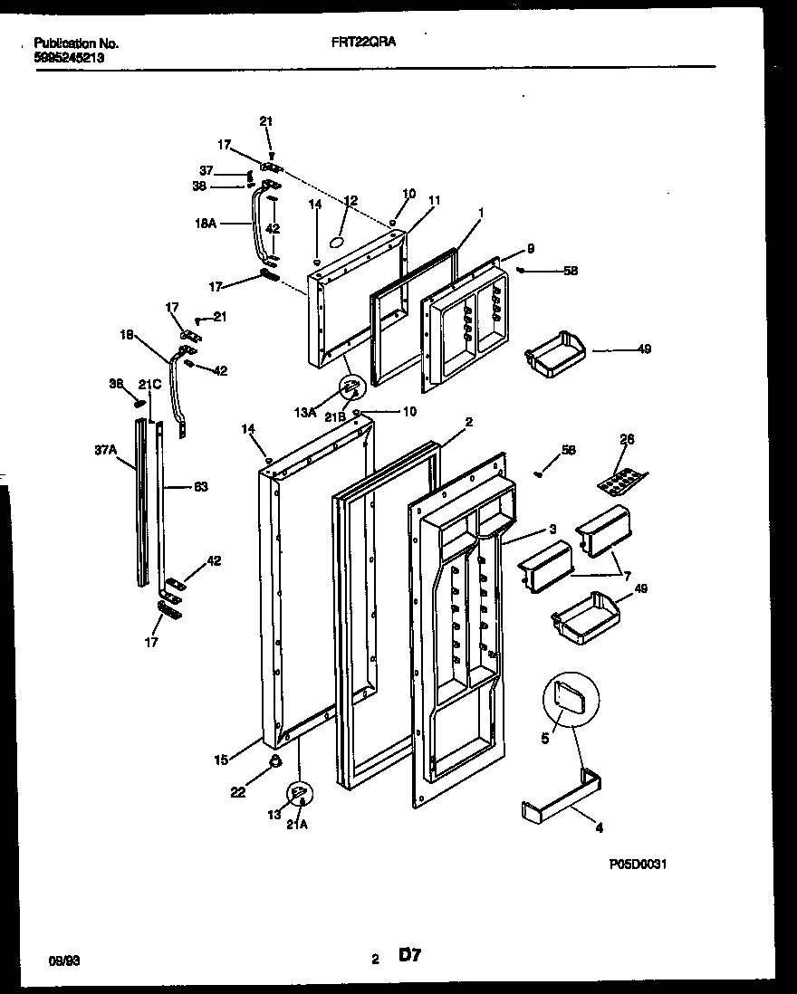 Frigidaire FRT22QRAW3 door parts diagram