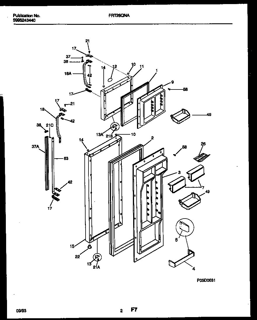 Frigidaire FRT26QNAZ0 door parts diagram