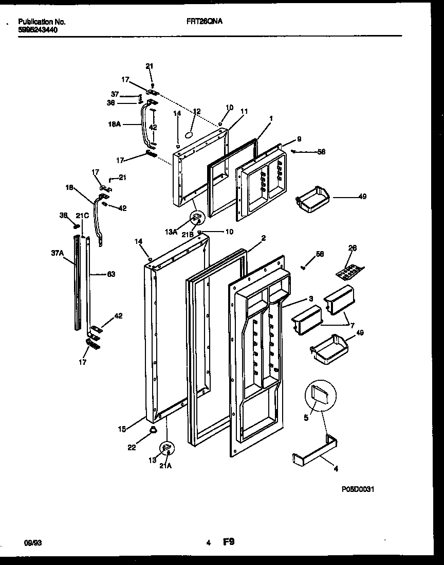 Frigidaire FRT26QNAZ0 door parts diagram