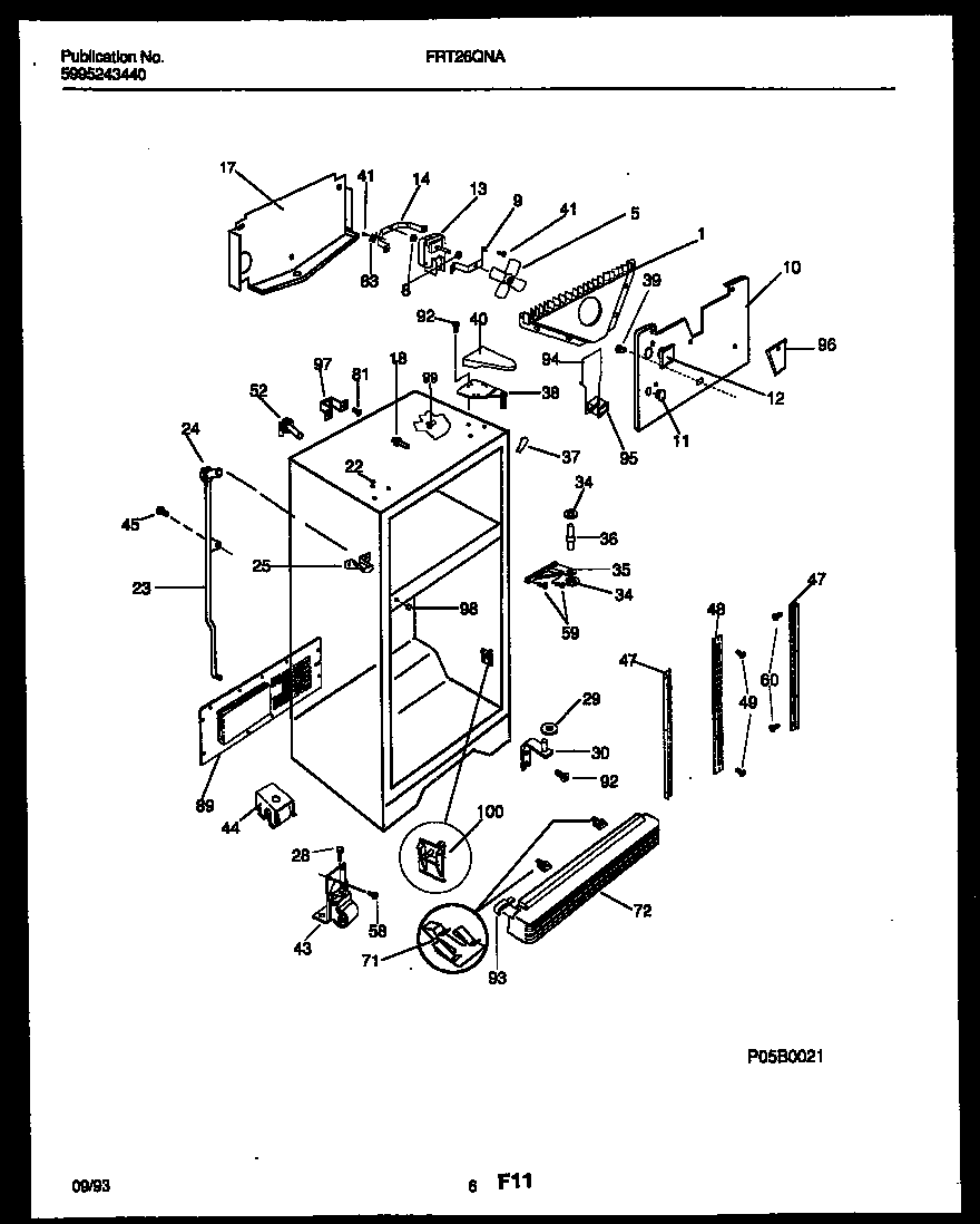 Frigidaire FRT26QNAZ0 cabinet parts diagram
