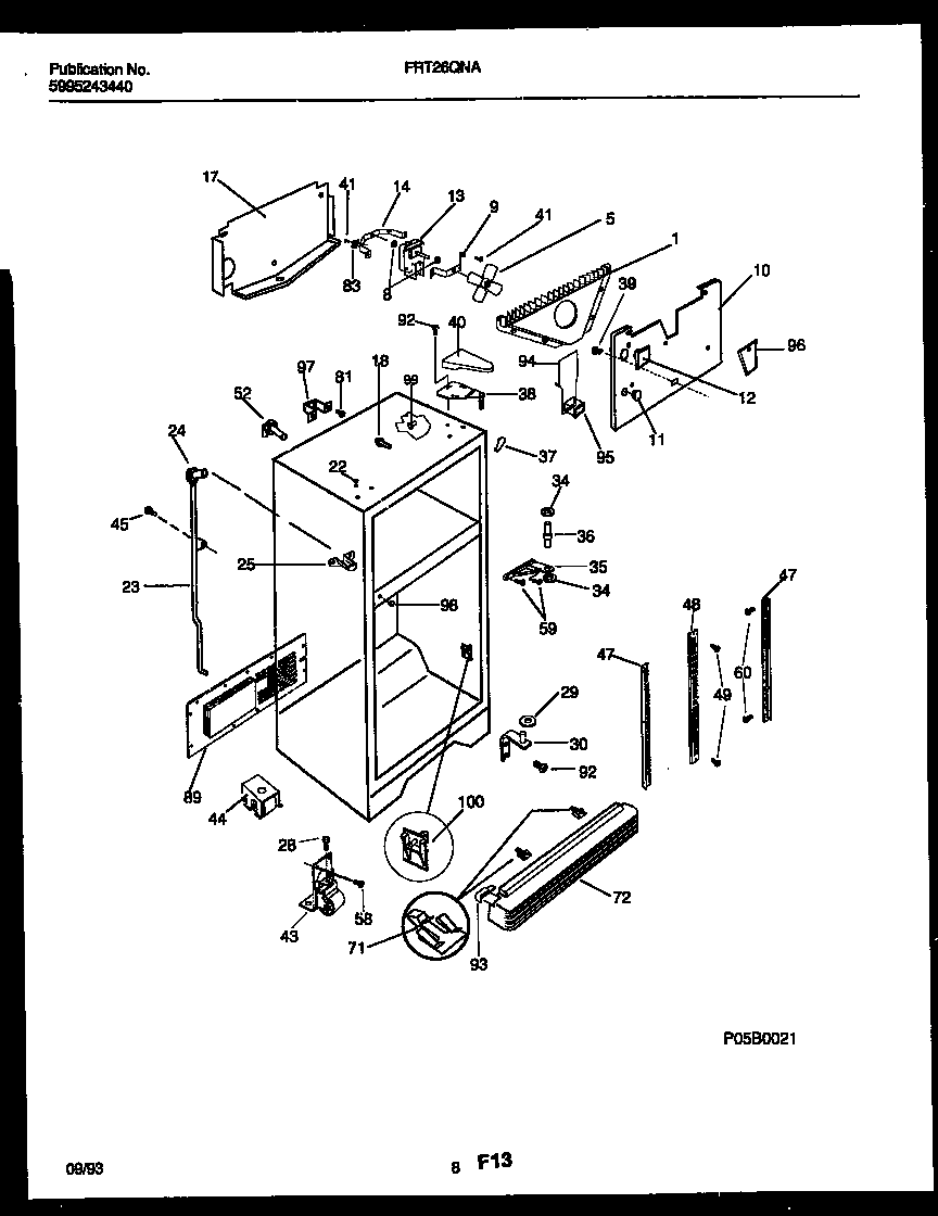 Frigidaire FRT26QNAZ0 cabinet parts diagram