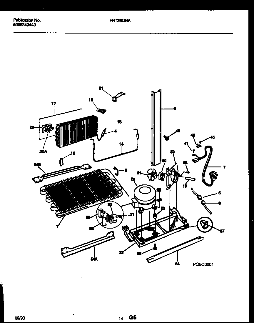 Frigidaire FRT26QNAZ0 system and automatic defrost parts diagram