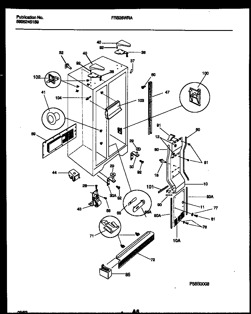Frigidaire FRS26WRAD0 cabinet parts diagram