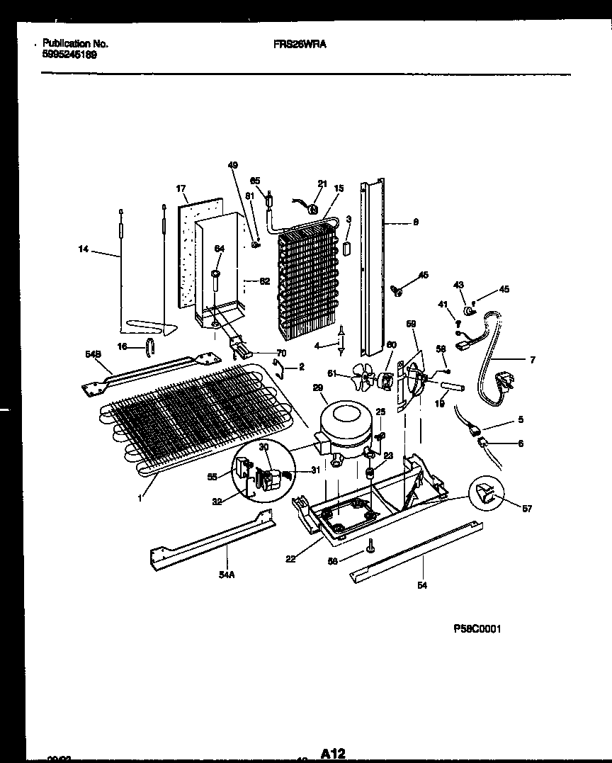Frigidaire FRS26WRAD0 system and automatic defrost parts diagram