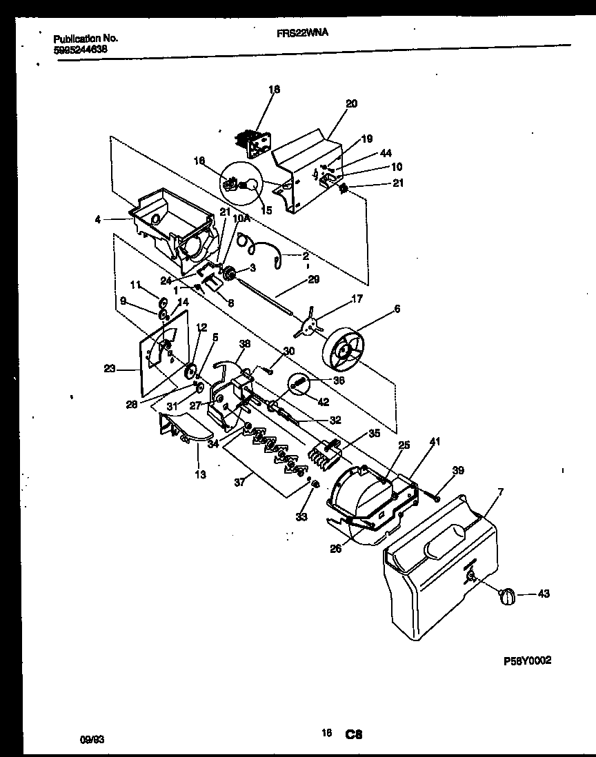 Frigidaire FRS22WNAW1 ice dispenser diagram