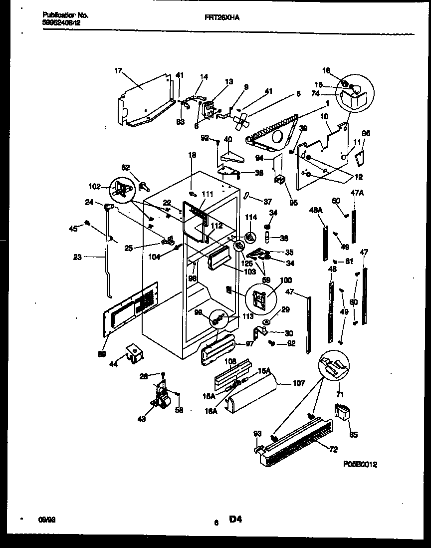 Frigidaire FRT26XHAY0 cabinet parts diagram
