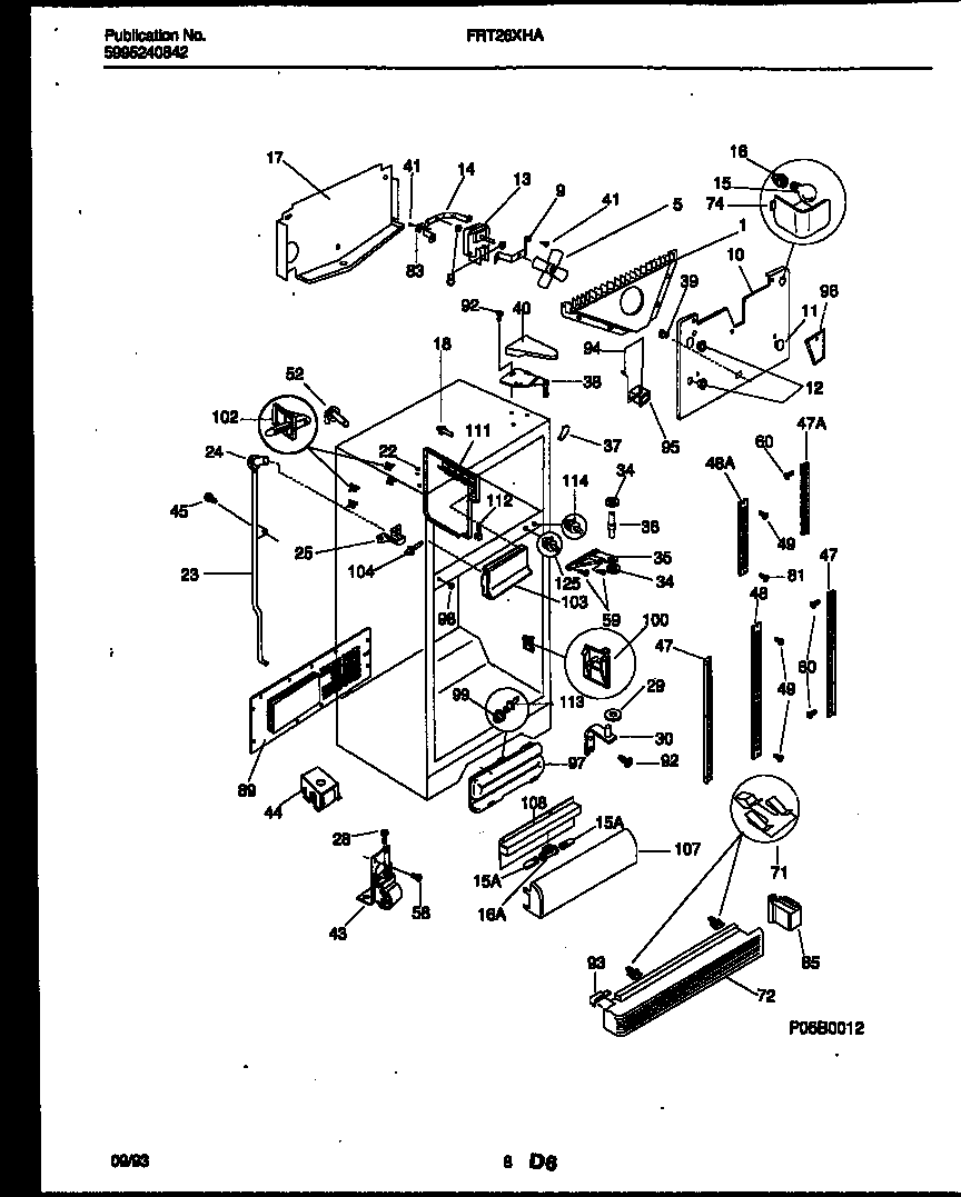 Frigidaire FRT26XHAY0 cabinet parts diagram