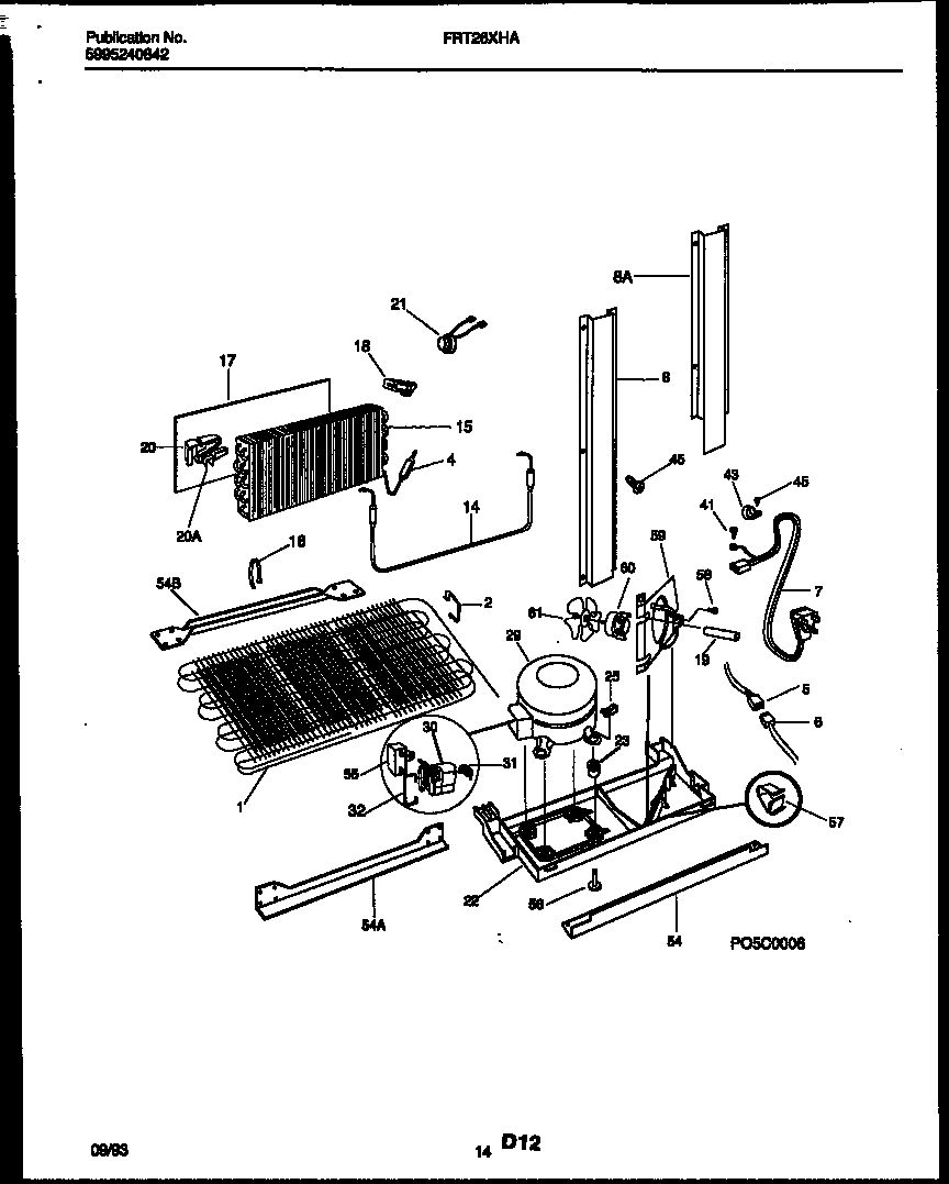 Frigidaire FRT26XHAY0 system and automatic defrost parts diagram