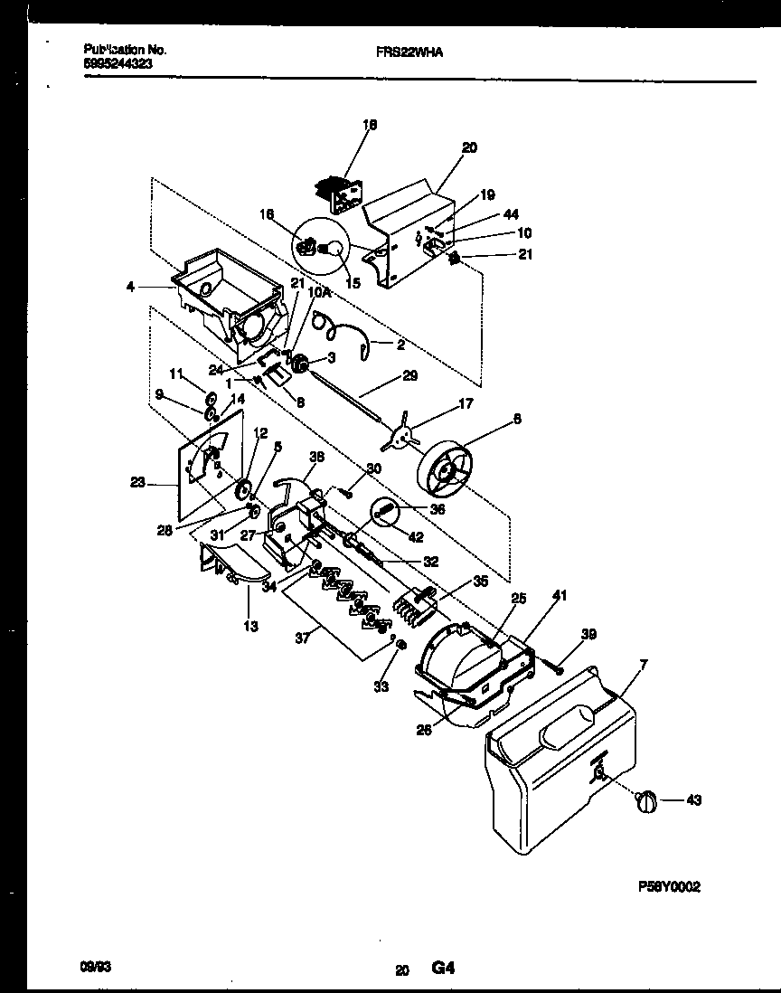 Frigidaire FRS22WHAD0 ice dispenser diagram