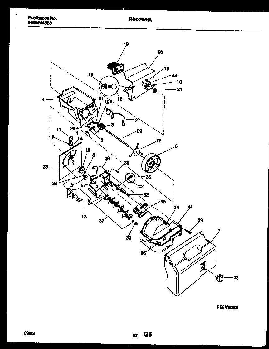 Frigidaire FRS22WHAD0 ice dispenser diagram