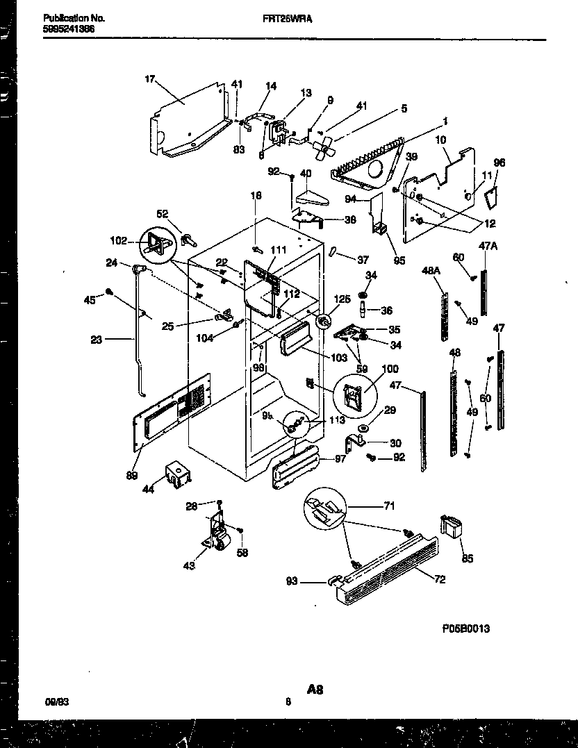Frigidaire FRT26WRAB0 cabinet parts diagram
