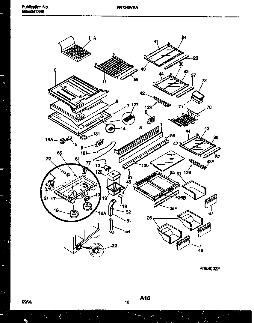 Frigidaire FRT26WRAB0 shelves and supports diagram
