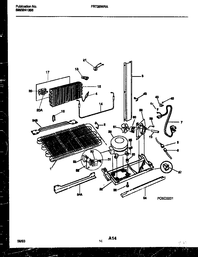 Frigidaire FRT26WRAB0 system and automatic defrost parts diagram