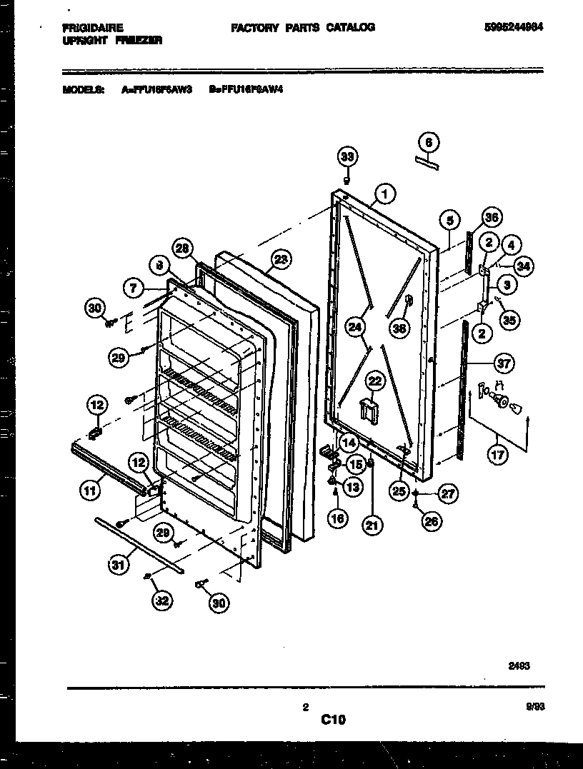 Frigidaire FFU16F6AW3 door parts diagram