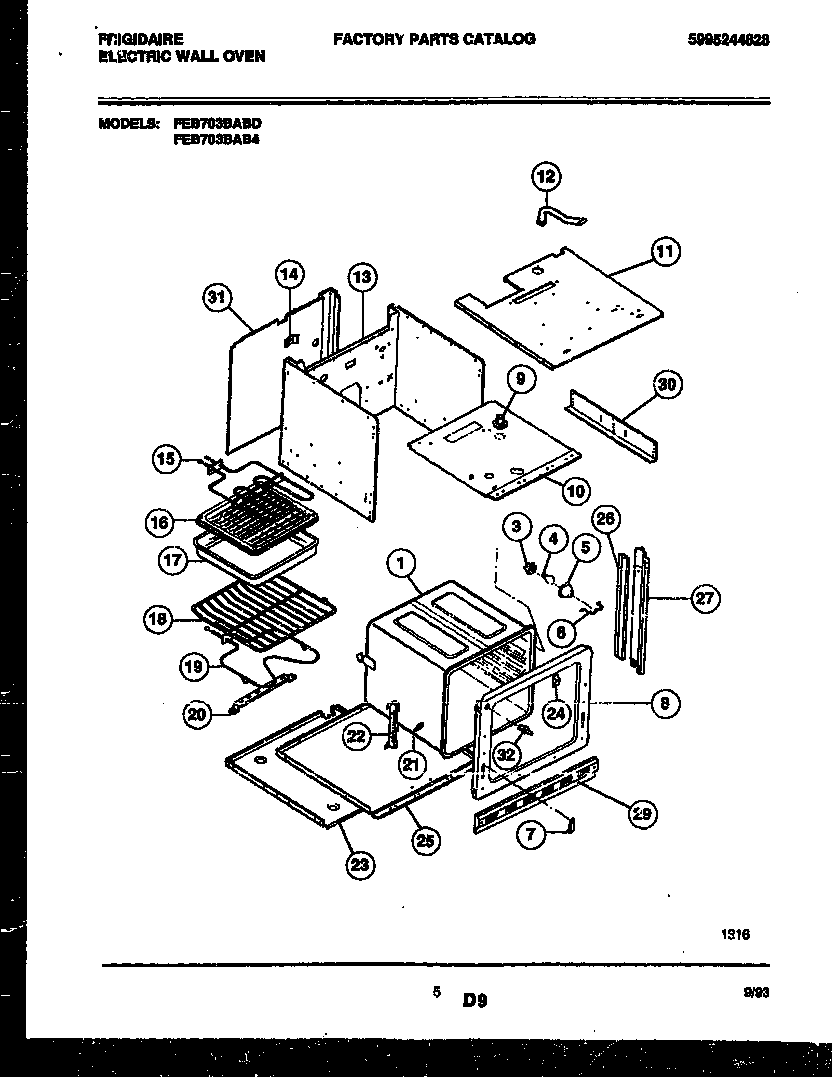 Frigidaire FEB703BABD body parts diagram