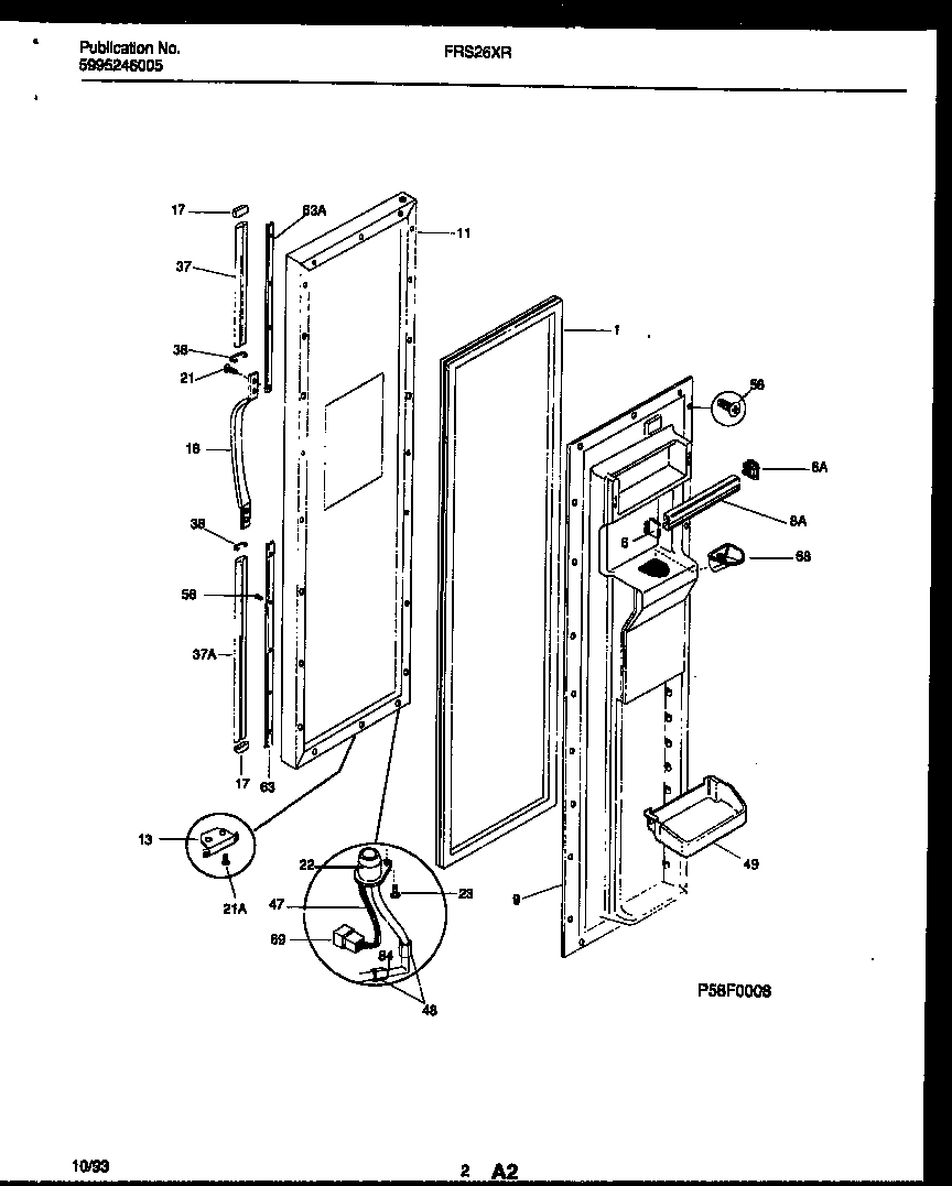 Frigidaire FRS26XRAB0 freezer door parts diagram