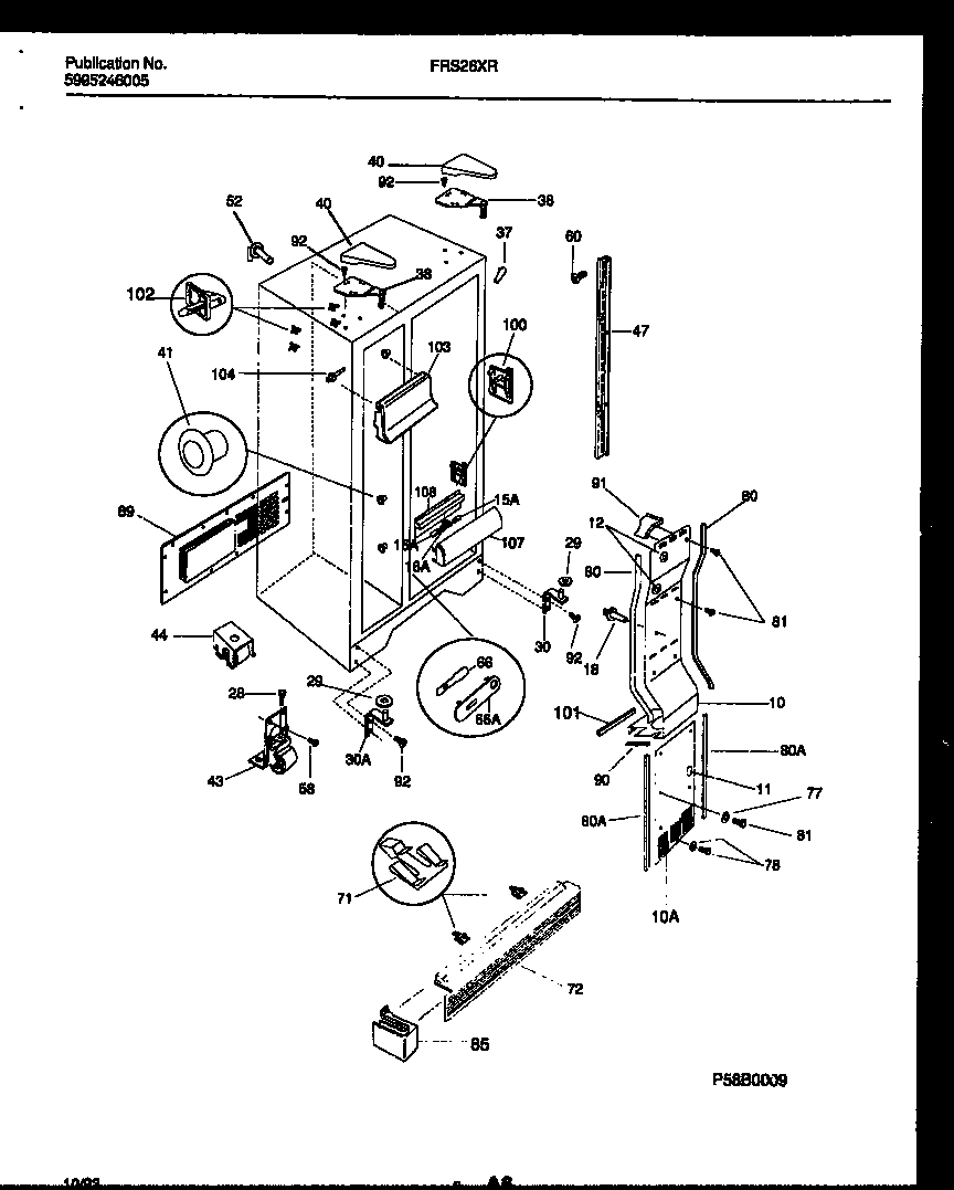 Frigidaire FRS26XRAB0 cabinet parts diagram