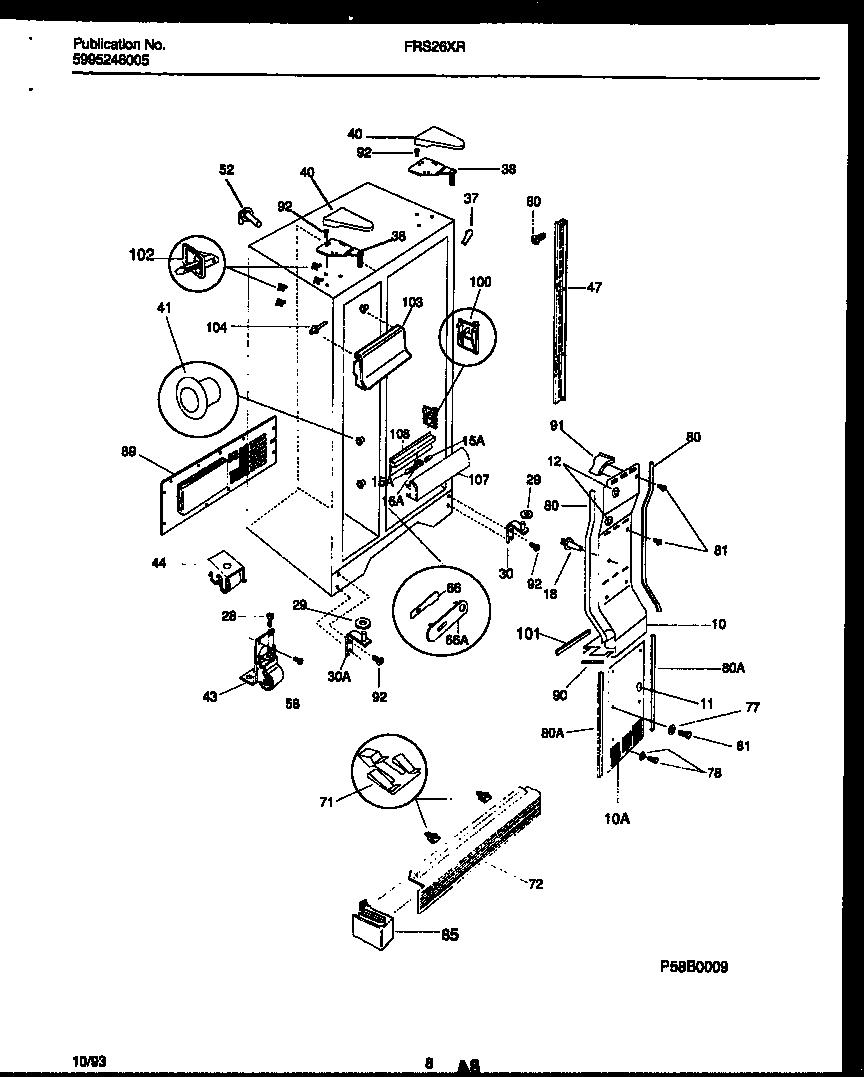 Frigidaire FRS26XRAB0 cabinet parts diagram