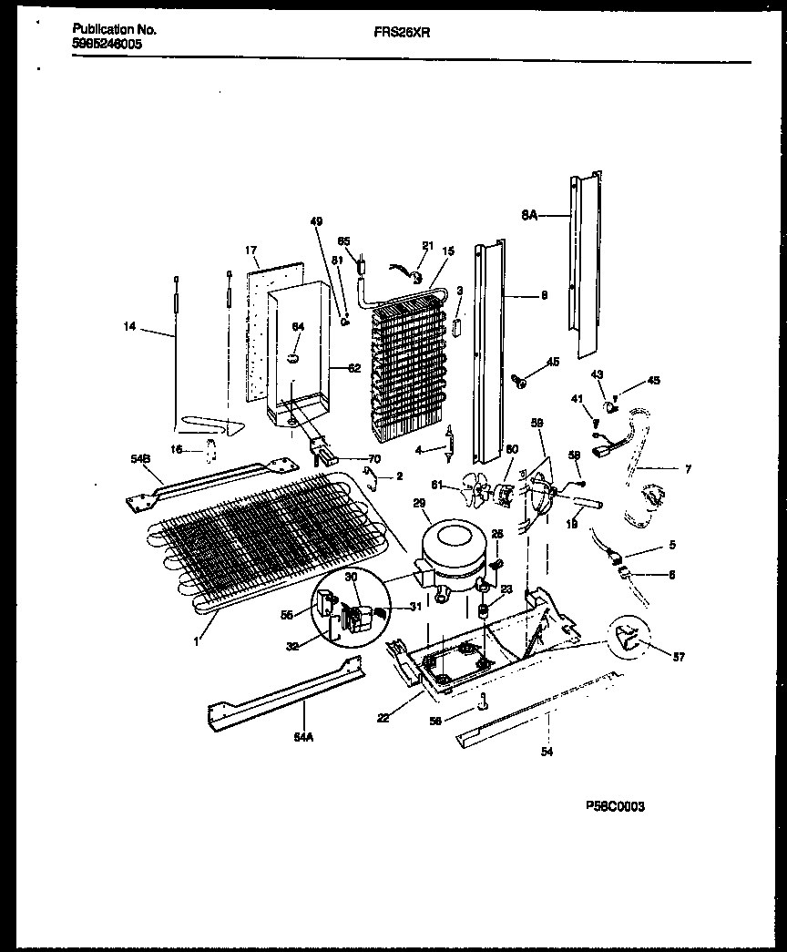 Frigidaire FRS26XRAB0 system and automatic defrost parts diagram