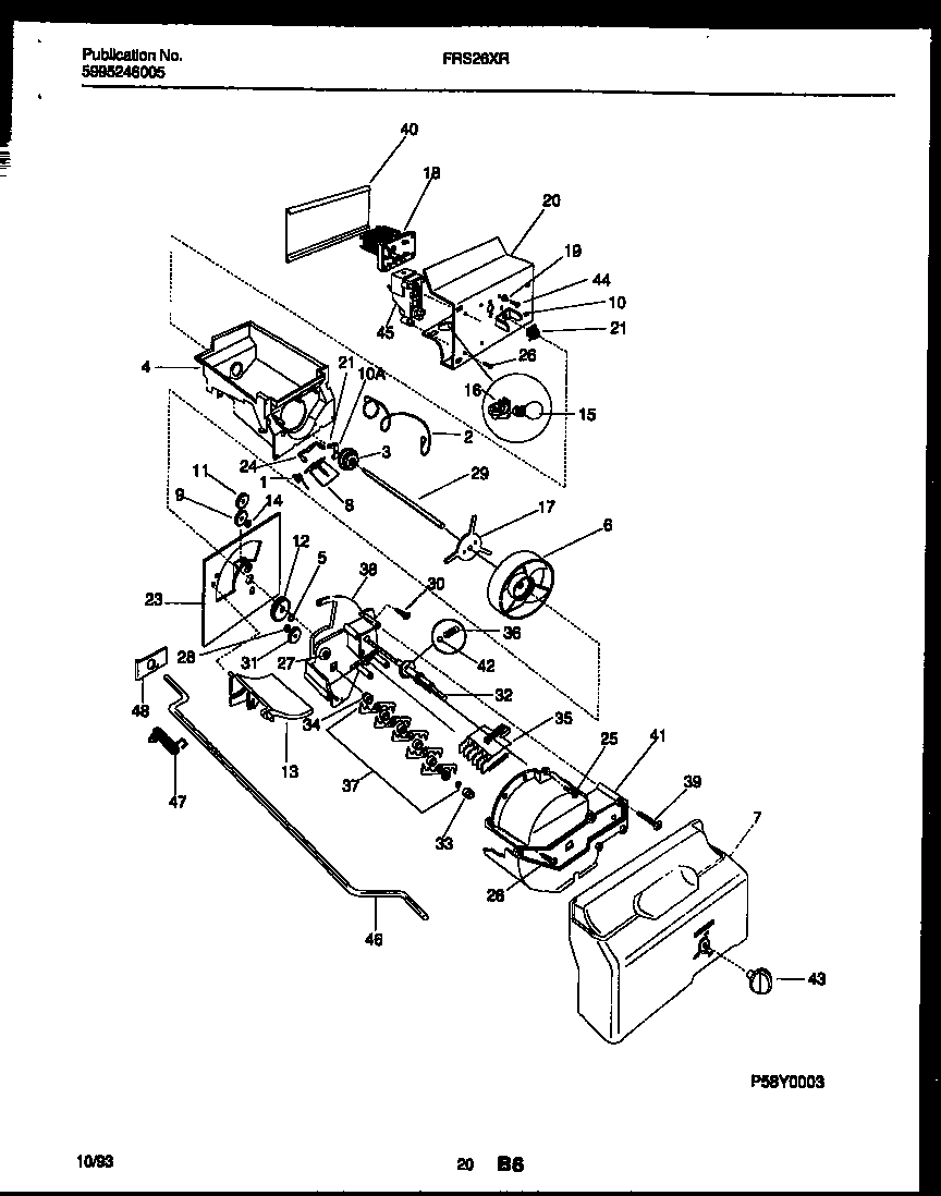 Frigidaire FRS26XRAB0 ice dispenser diagram