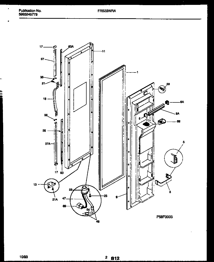 Frigidaire FRS22WRAD2 freezer door parts diagram