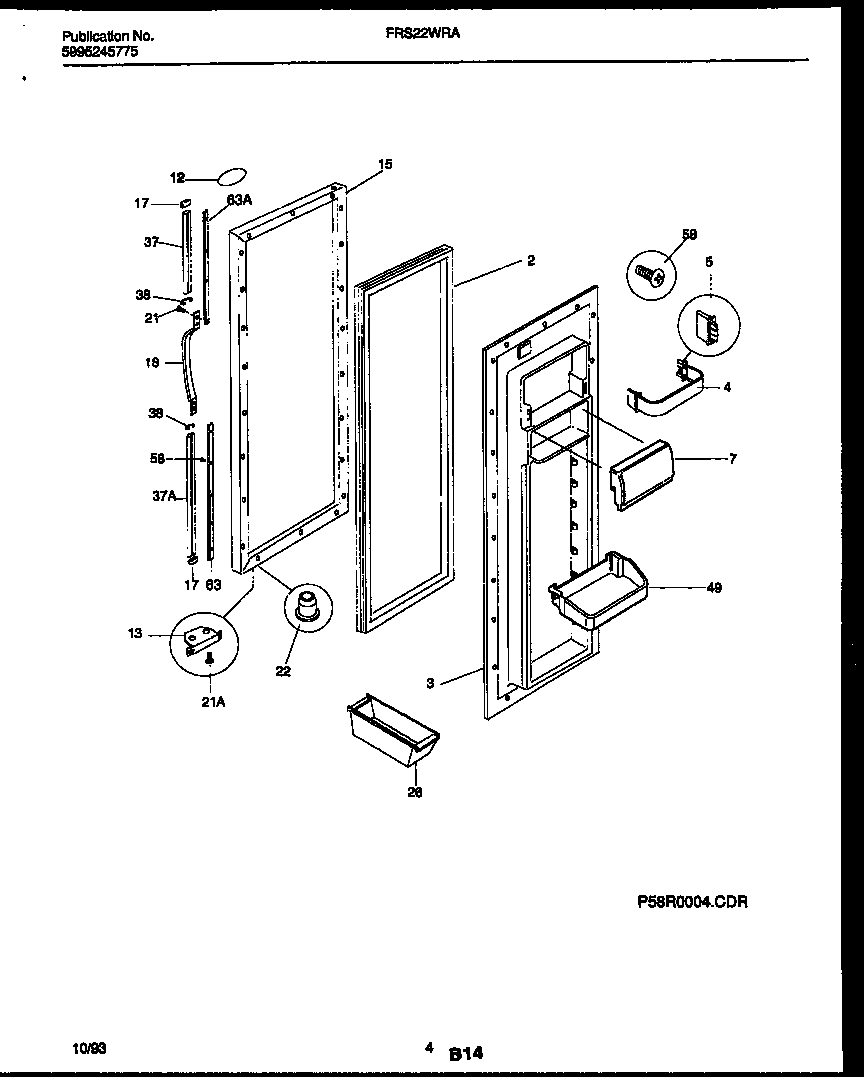 Frigidaire FRS22WRAD2 refrigerator door parts diagram
