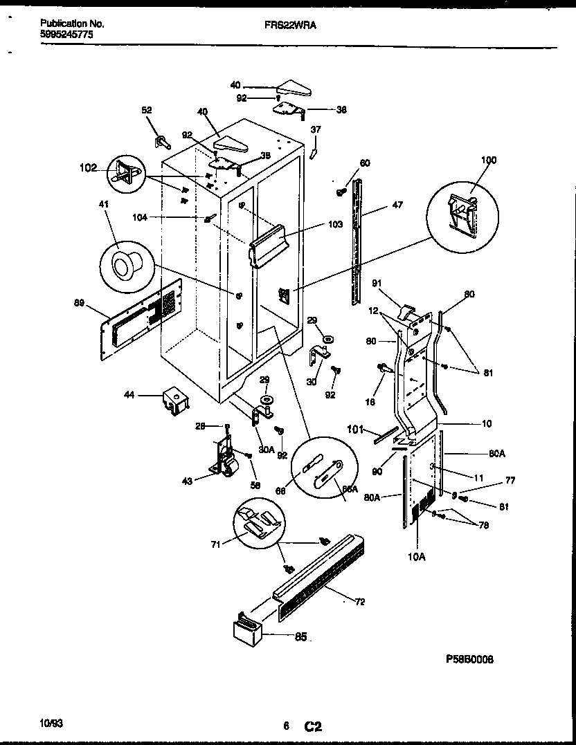 Frigidaire FRS22WRAD2 cabinet parts diagram