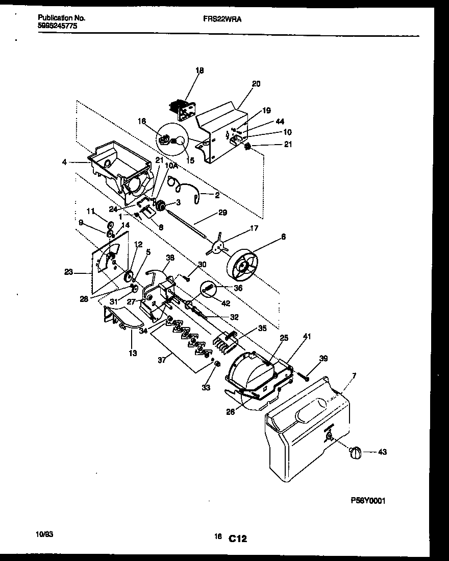 Frigidaire FRS22WRAD2 ice dispenser diagram
